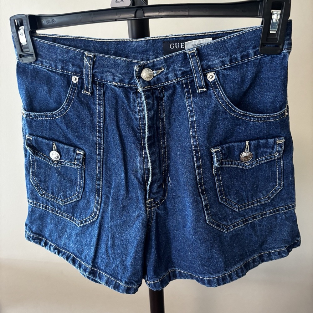 Vintage‎ Guess Denim Jean Workwear Shorts Sz 9/10 Y3K Pockets